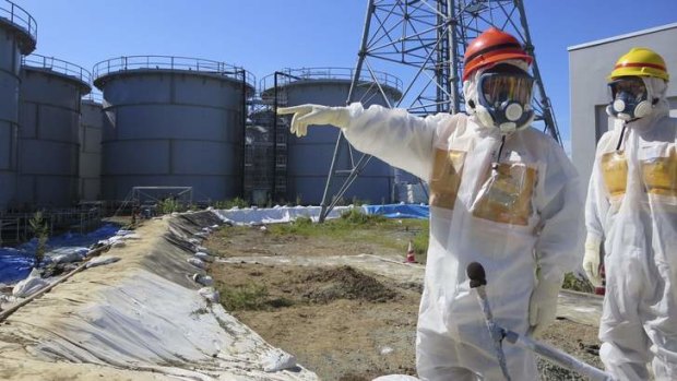 Leaks: Nuclear regulators inspect the storage tanks.