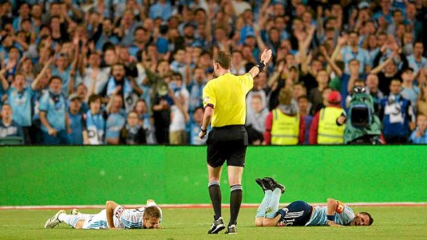 Sydney FC skipper  Alessandro Del Piero is fouled against Melbourne Victory.