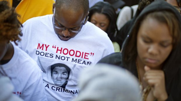 Brand Trayvon ... a man shows his support of the teenager by wearing a T-shirt.
