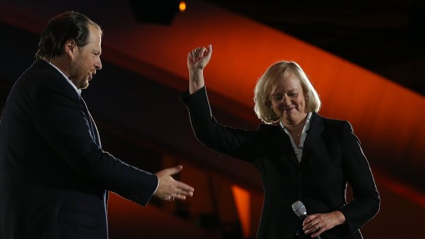On a roll: HP CEO Meg Whitman. Company has overcome last year's loss to turn a profit, but revenue is lower.