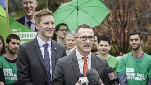 Australian Greens Leader Senator Di Natale with the Greens Candidate for Higgins, Jason Ball.
