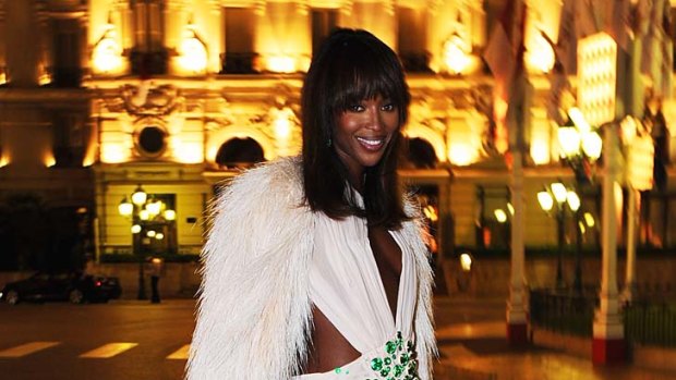 Breaking the 'rules' ... Naomi Campbell made a style statement at the reception.