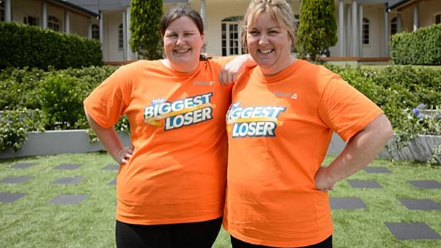Before: Katie and Robyn when they joined <i>Biggest Loser</i>.
