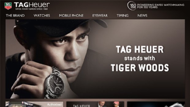 Standing behind World No.1 golfer ... a screenshot of the home page of watchmaker Tag Heuer's website.