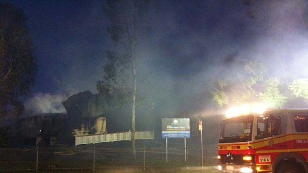 Smoke rises from the Wavell Heights State School.