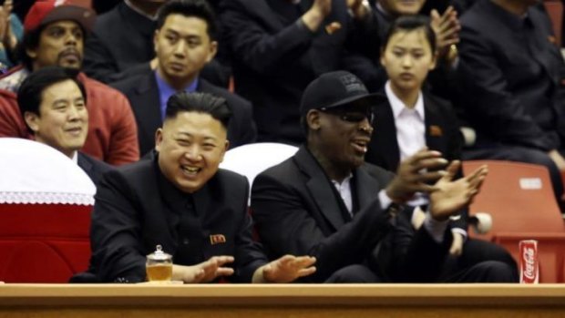 Mixed message: Kim Jong-un and American basketball star Dennis Rodman earlier this year.