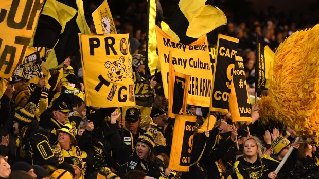 Richmond fans at the MCG on Friday. But where were the Cats?