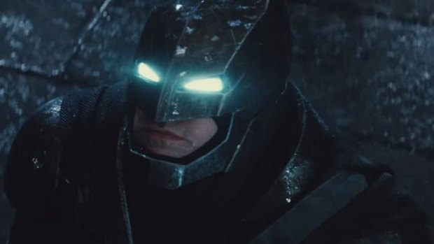 The new Dark Knight: Ben Affleck dons armour in <i>Batman v Superman</i>.