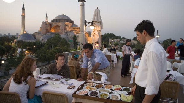 Outdoor dining in Istanbul.
