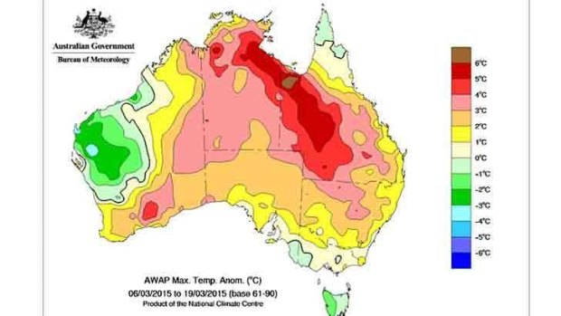 Extended periods of relatively warm conditions across much of Australia earlier this month.