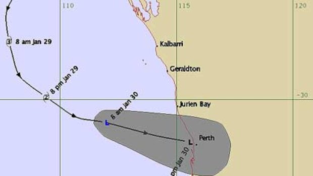 The latest modelling of the path of Cyclone Bianca, as at 9.26am on Sunday, the low pressure system has weakened below cyclone intensity.