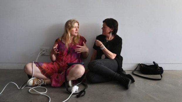 Web debate: Holly MacDonald (left) and Catherine Hickson at a workshop to amend Wikipedia.