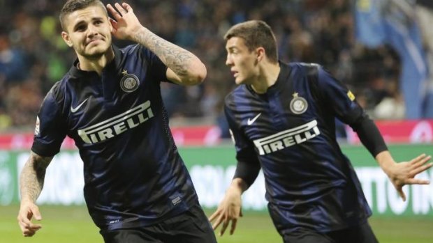In vain: Mauro Icardi's (L) brace of goals could not get the win for Inter Milan.