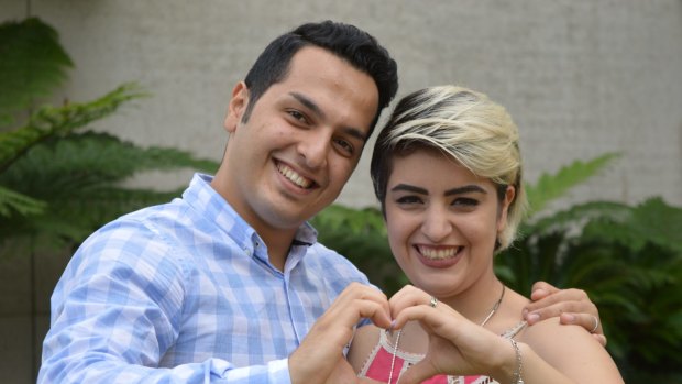 Brisbane asylum seeker Mojgan Shamsalipoor with her husband Milad Jafari. 