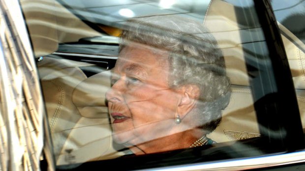 Britain's Queen Elizabeth II after visiting her great-grandson.