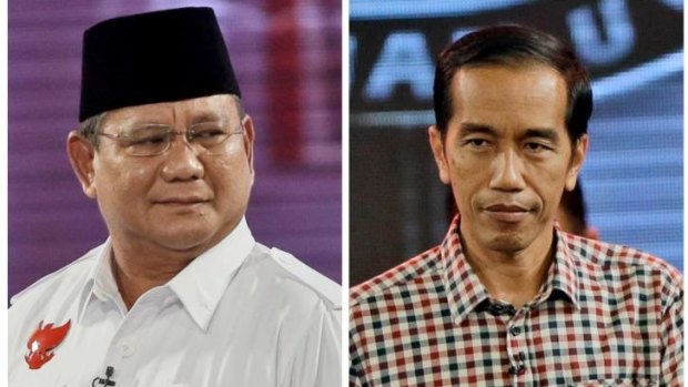 Contrasting campaigns ... from left, Indonesian presidential candidates Prabowo Subianto, a former special forces commander, and Jakarta Governor Joko Widodo. 