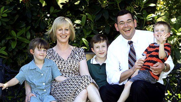 Opposition Leader Daniel Andrew with his wife Catherine and children (from left) Grace, Noah and Joseph.