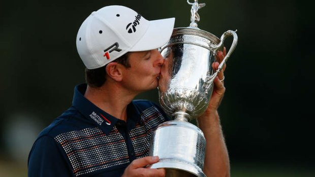 Kiss from a Rose: South African-born Justin Rose became the first Englishman in 43 years to win the US Open.