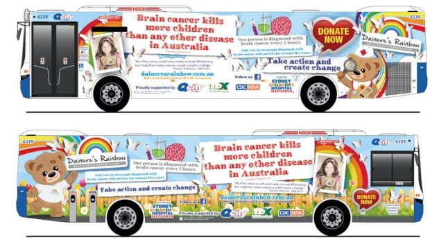 Dainere's Rainbow bus, which will help promote brain cancer research in Canberra, was launched on Wednesday by Liberal Senator Zed Seselja.