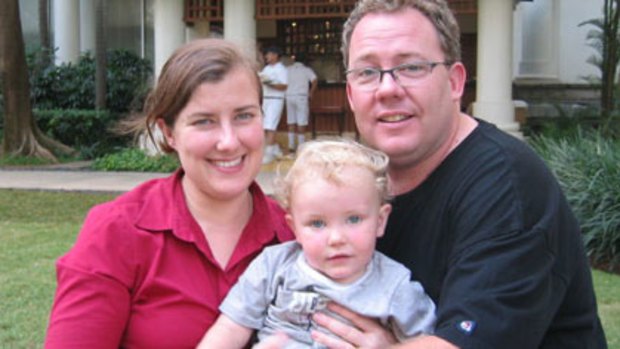 Nathan Verity with his wife, Vanessa, and their son.