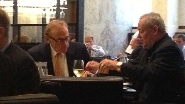 Senator Bob Carr and Col Allan at lunch.