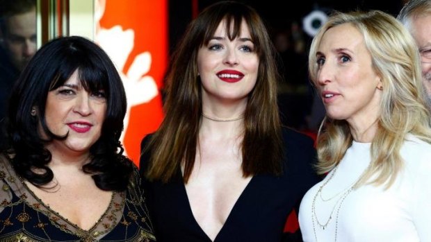 Grey's women: Author E. L. James, actress Dakota Johnson and director Sam Taylor-Johnson.