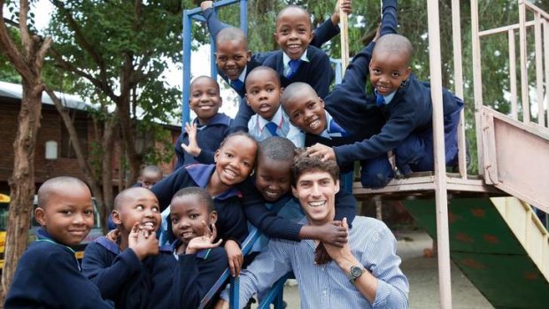 Nathan Taiaroa enjoying the company of students at St Jude's in Tanzania.