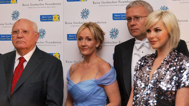 Famous friends … Lebedev with J.K. Rowling and the former Soviet president Mikhail Gorbachev.