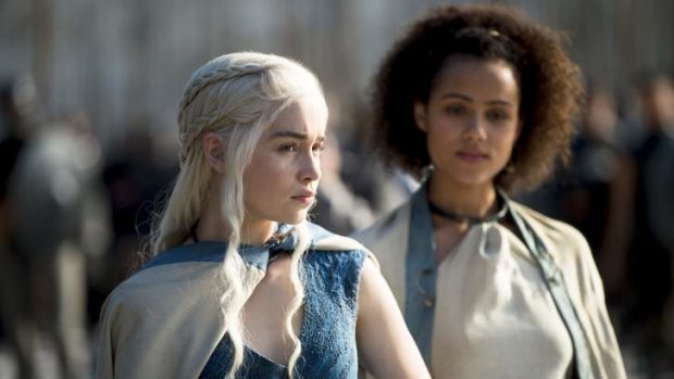 Growing powerful ... Daenerys Targaryen (Emilia Clarke, left) continues to sack cities and free slaves.