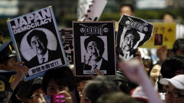 Around 10,000 demonstrators gathered in front of Prime Minister Shinzo Abe’s residence in protest.