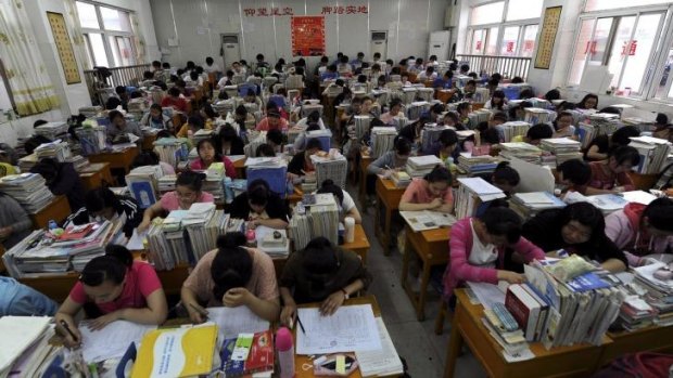 Hard work: Students prepare for the university entrance exam in a classroom in Hefei, Anhui.