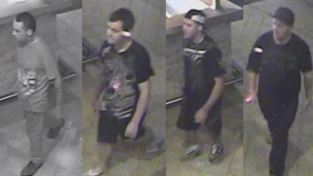 Police want to speak to these four men seen outside the Eastern Hotel in Midland.