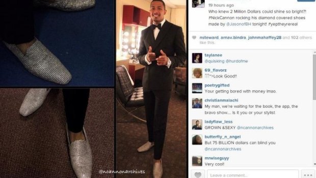 Twinkle toes: Nick Cannon wears the world's most expensive shoes.