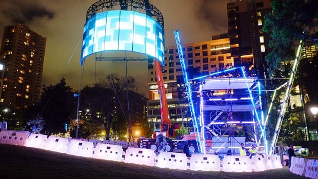 New Year's Eve lighting is tested at Flagstaff Gardens on Friday.