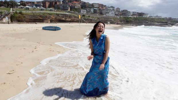 "I thought I was sinking"... Danma Niu steps into the sea for the first time at Bronte after travelling to Sydney from Tibet  to study.