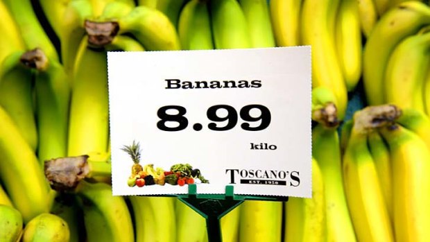 Toscano's in Kew is not the only greengrocer to have increased the price of bananas as supplies run short after cyclone Yasi.