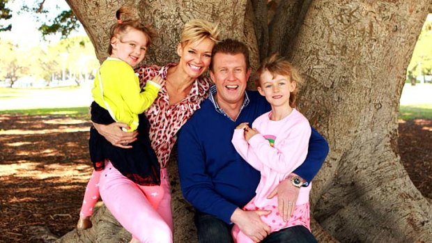 ''Best thing'': Peter Overton and Jessica Rowe with Giselle, 4, and Allegra, 6.