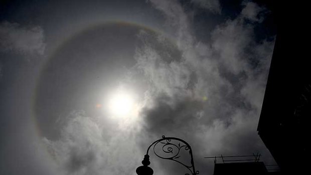 An underexposed picture of the sun's halo in Sydney today.
