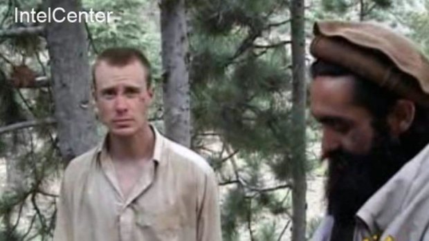 A shot from footage of Bowe Bergdahl in Taliban captivity, released in December 2010.