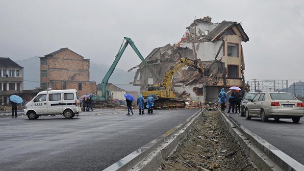 Demolished &#8230; this house in the path of a new highway in Zhejiang province was eventually destroyed.