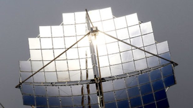 A solar dish at the Silex solar test facility in Bridgewater, near Bendigo.
