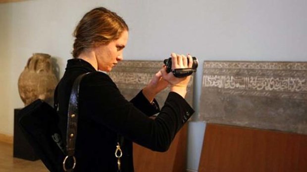 Sophie, daughter of Google chief Eric Schmidt, is pictured at the National Museum in Baghdad on November 24, 2009.
