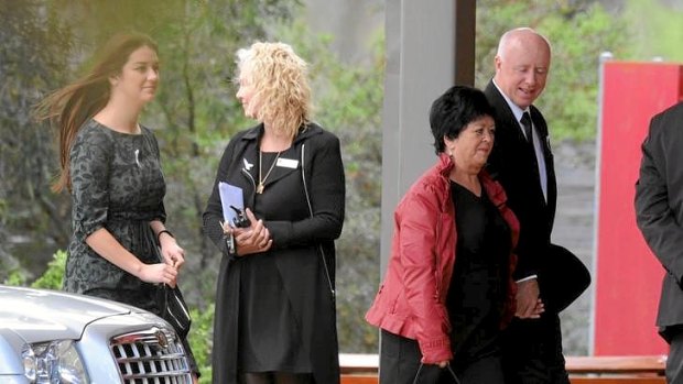Edith and George McKeon (right) arrive at the funeral for their daughter, Jill Meagher.