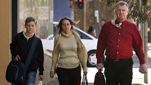 Top: the family of Morgan Innes (below right) outside Glebe Coroner's Court for the inquest into the deaths of Morgan and three others in a boat crash on Sydney Harbour in 2007 (bottom left).