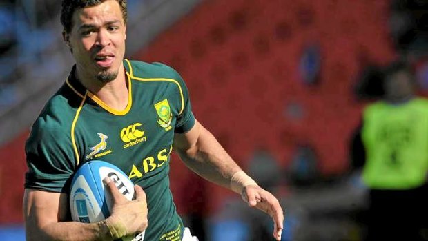 Bjorn Basson scores the only try for the Springboks.