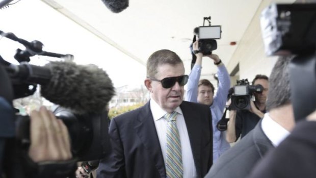 Avoided jail time: Peter Slipper arrives at the ACT Magistrates Court for sentencing.