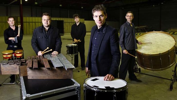 Members of the percussion group Synergy: Mark Robinson, Joshua Hill, William Jackson, Timothy Constable and Ian Cleworth.