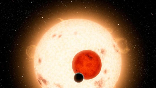 An artist's impression of planet Kepler-16b, which orbits two suns.