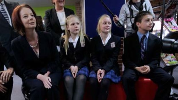 Julia Gillard addressed students at McCarthy Catholic College in Emu Plains in western Sydney.