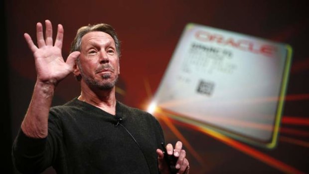 Co-founder and Chief Executive of Oracle, Larry Ellison introduces the company's latest SPARC servers in California March 26, 2013.